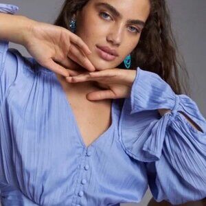 Anthropologie Silky Smocked Blouse